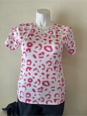 Nike White Short Sleeve Tee with Pink Leopard Dot Print
